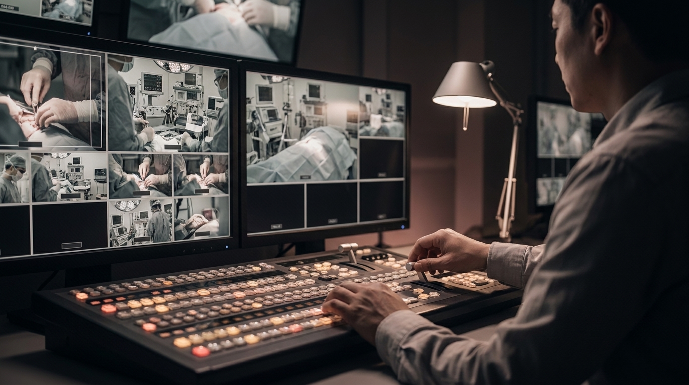 Broadcast director station for surgical live streaming
